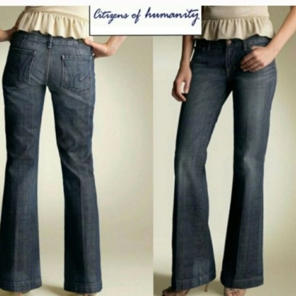 Citizens Of Humanity FAYE #003 Flared‎ Jeans Size 29 Distressed Hem Medium Wash